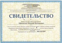 Афанасьев Николай Валерьевич Свидетельство