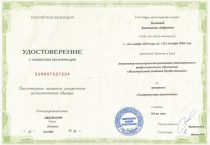 Беляева Анастасия Андреевна Удостоверение